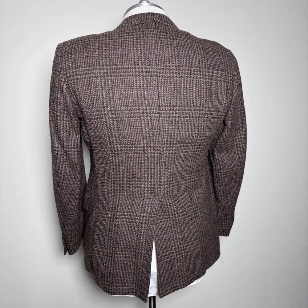 Kuppenheimer Blazer Mens‎ 42R Brown Glen Check Wool Tweed Vintage Sport Coat